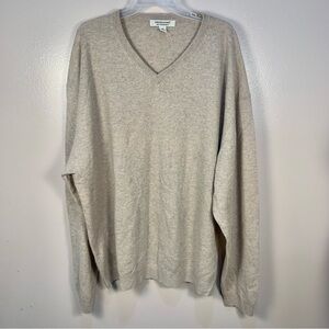 Pronto Uomo 100% Cashmere Soft V Neck Pullover Sweater Oatmeal Beige